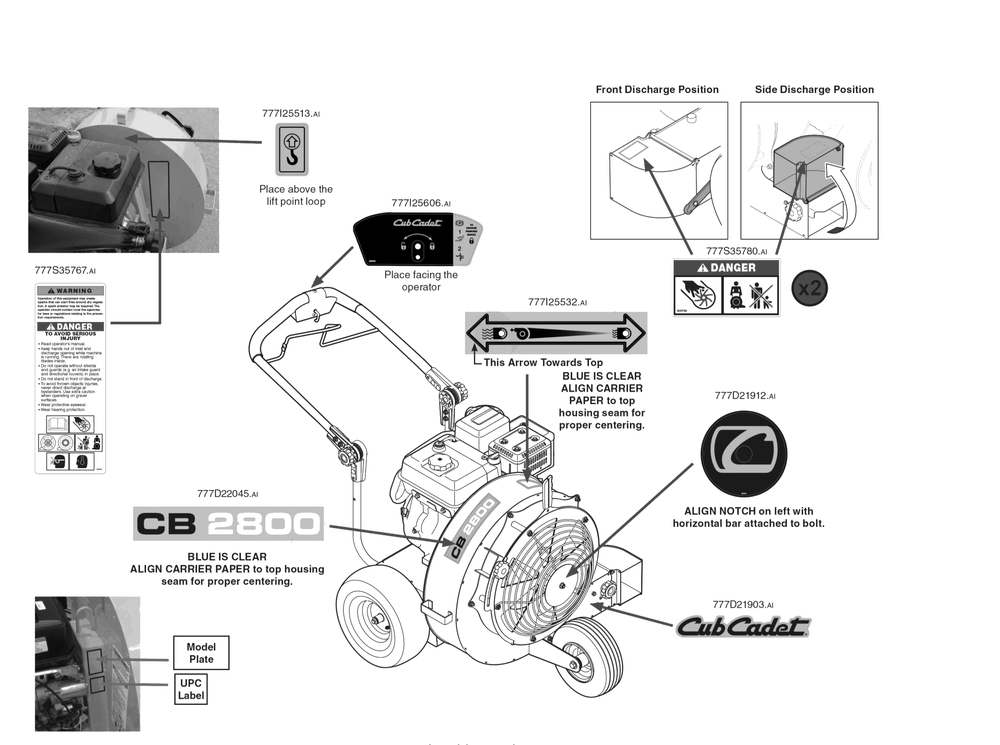 Label Map Diagram and Parts List for CB2800 (24A667A710)(2017) Cub Cadet Sprayer